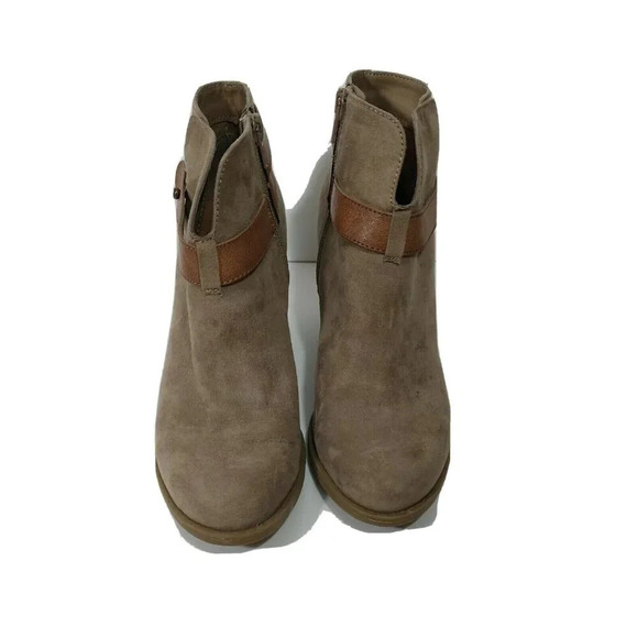 Nicole Bootie Ankle Boot Women Size 8.5 M Brown Zip Close Faux Suede Round Toe - Picture 4 of 9